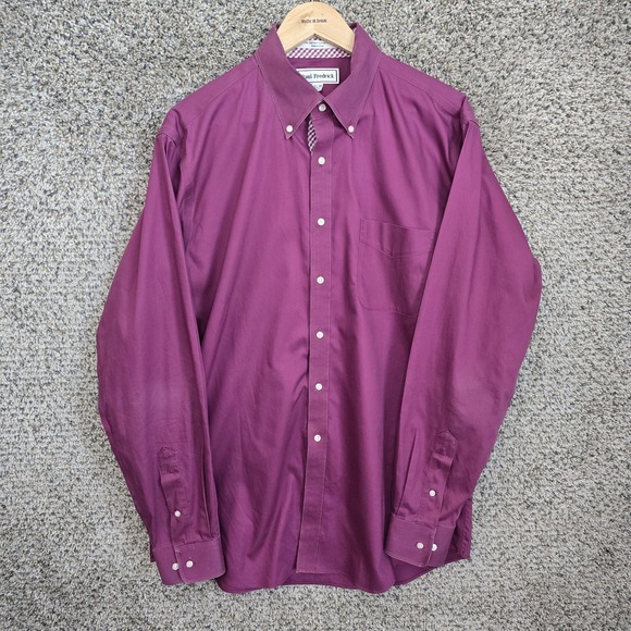 Paul Fredrick Dress Shirt Mens 16.5 36 Purple Button Down Slim Fit Non Iron - Picture 1 of 7